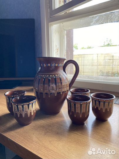 Набор керамика кувшин и чашки СССР