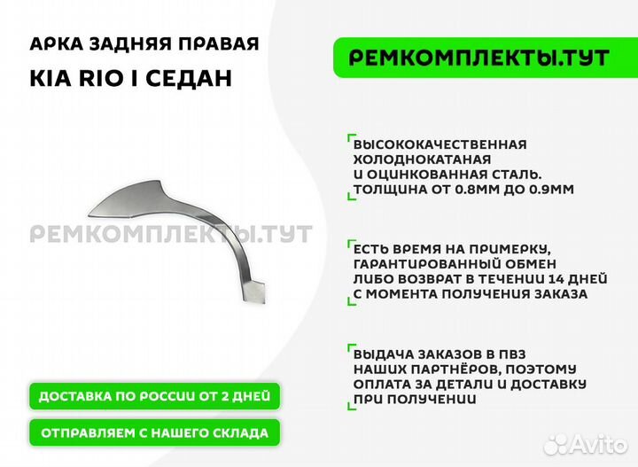 Арка задняя Kia Rio 1 седан правая