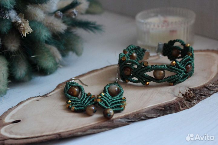 Браслет+серьги ручная работа