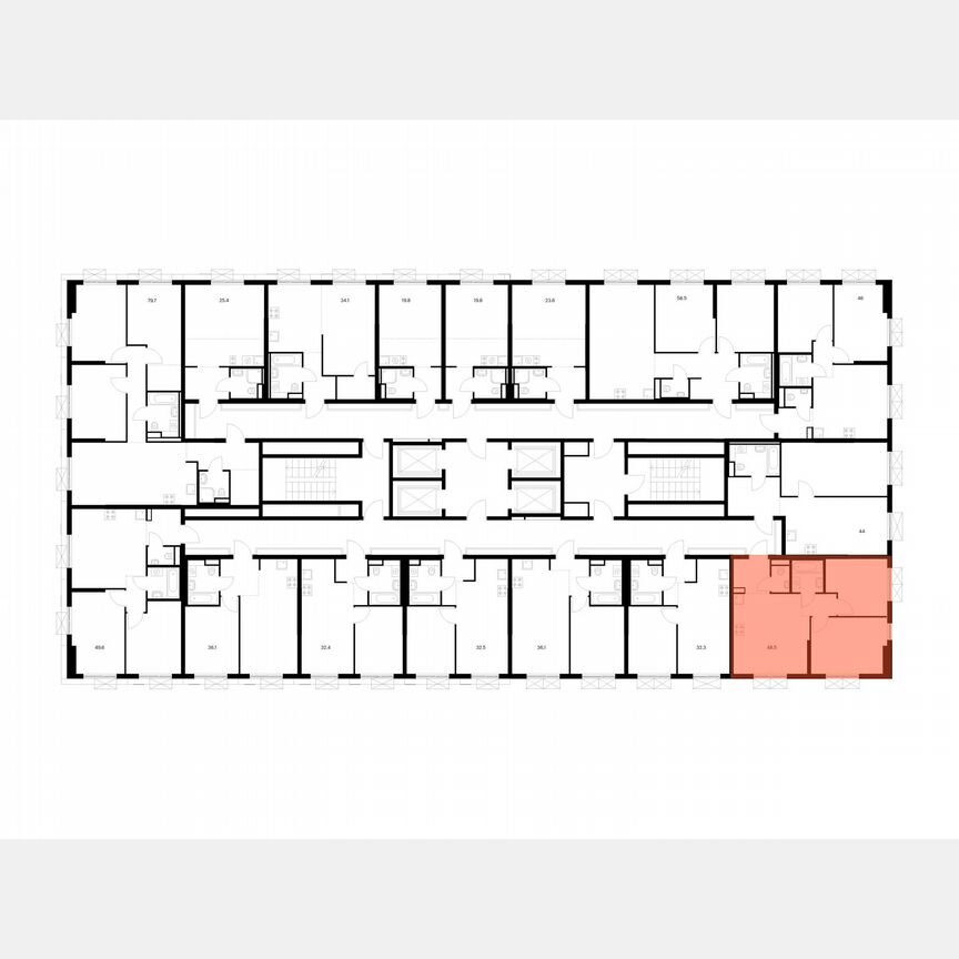 2-к. квартира, 48,5 м², 16/22 эт.