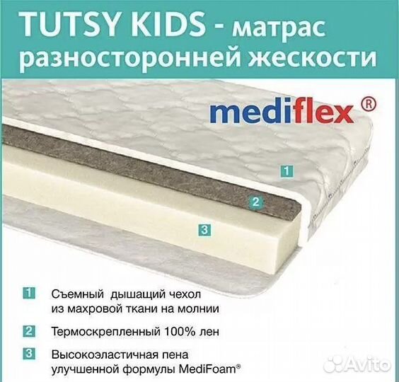 Матрас детский двухсторонний аскона 120Х60