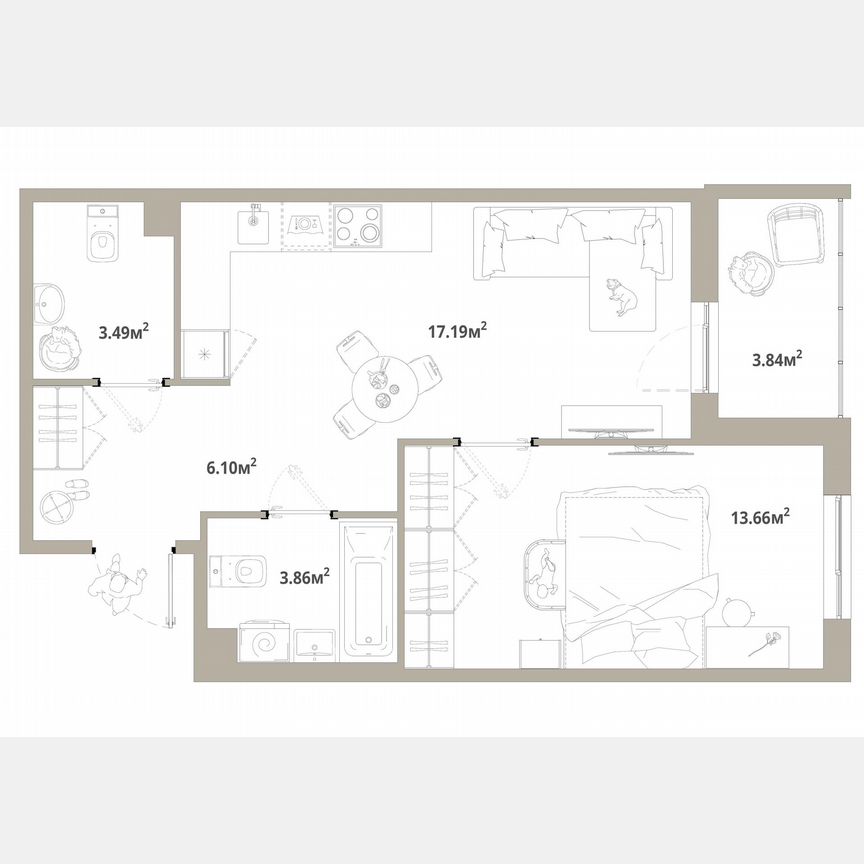 1-к. квартира, 46,2 м², 7/12 эт.