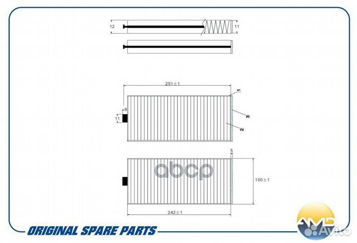 Фильтр салонный угольный (антибактериальный) HY