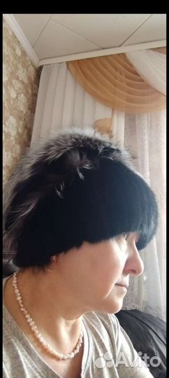 Шапка норковая вязаная женская