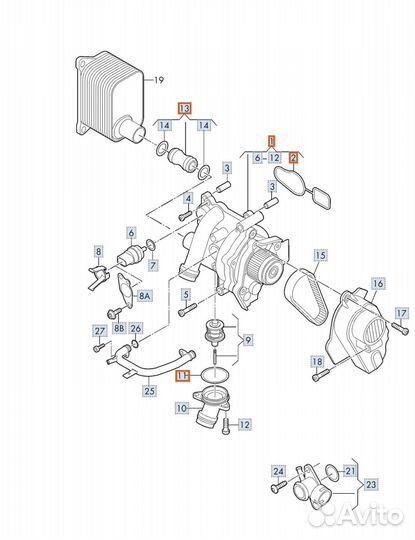 Штуцер помпы 1.8 2.0 tsi ea888