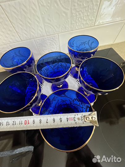 Фужеры кобальтовый стекло Чехословакия