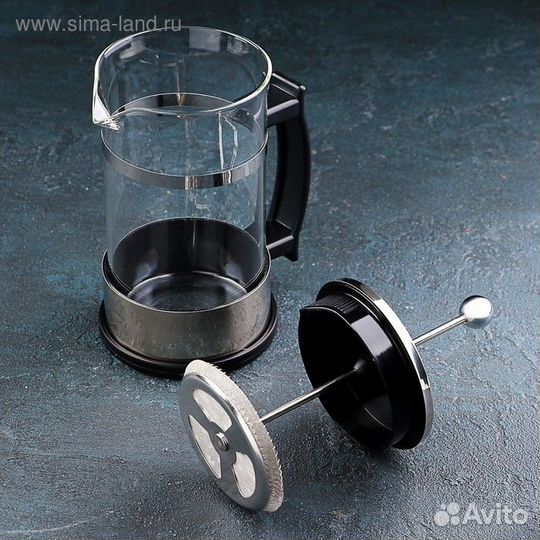 Френч-пресс стеклянный «Классика», 600 мл, цвет се