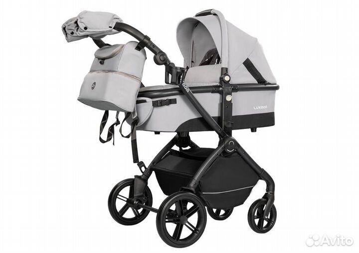 Детская коляска Luxmom К-92 светло-серая (2в1)