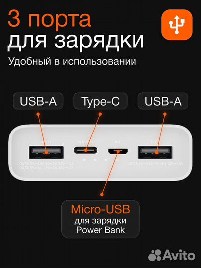 Повербанк 20000 mah внешний аккумулятор Power Bank