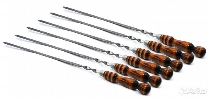 Шампур длинна 40-50см металл 3мм деревянные ручки