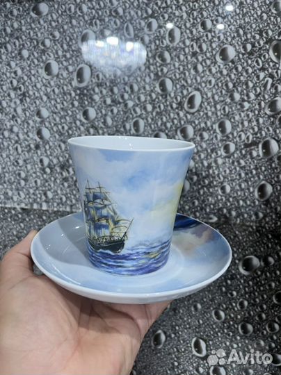 Бокал с блюдцем лфз фарфор новый
