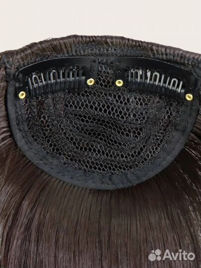 Челка на зажиме заколка, цвет темно-коричневый