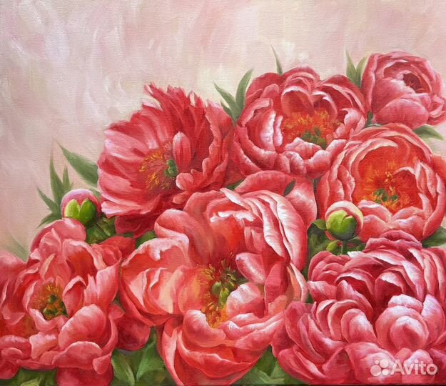 Современная Картина масло Пионы