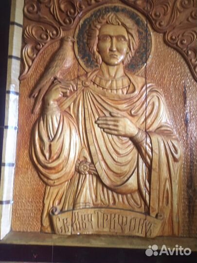 Икона дерево русная работа 90х70