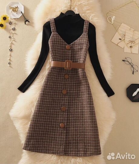 Твидовый сарафан XL