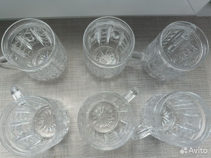 Бокалы, кружки хрусталь винтаж 6 шт