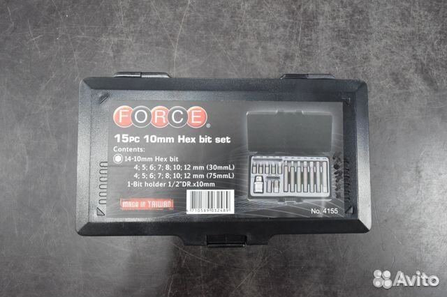 Набор бит HEX 4-12мм 30-75мм 15 прдметов force