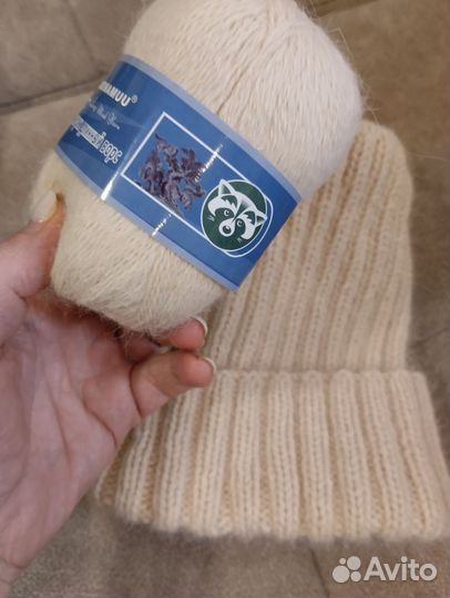 Шапка и варежки пух норки