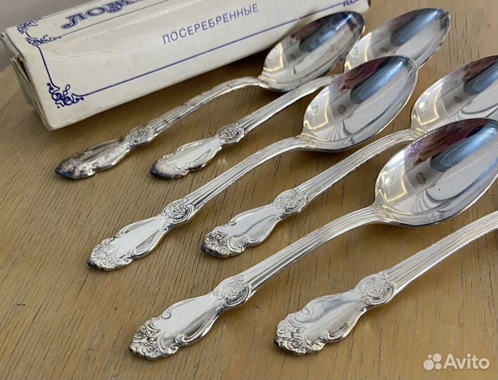 Чайные ложки серебряная роза Кольчугино мельхиор