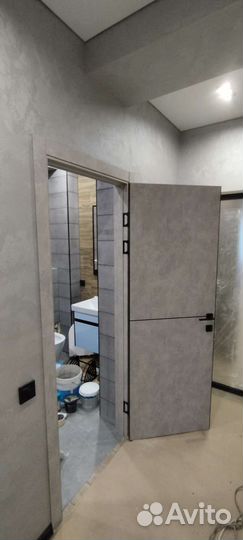 Двери межкомнатные(серый бетон)и дикоративка