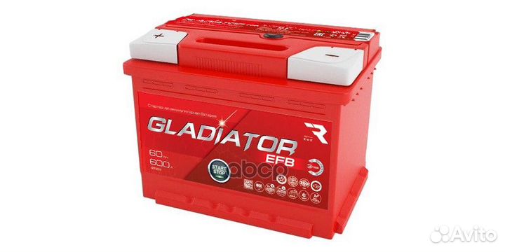 Аккумулятор gladiator EFB 60 Ah, 600 A, 242x175