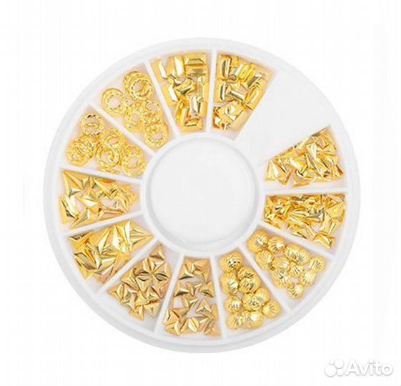 Металлические украшения для ногтей в карусельке
