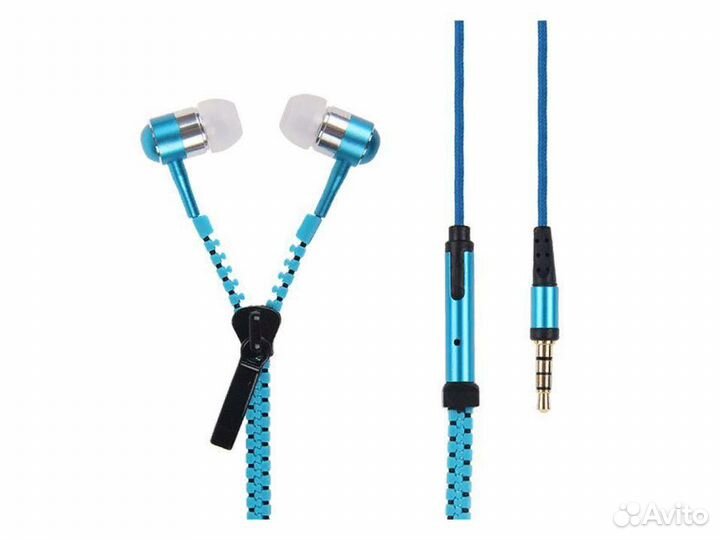 Гарнитура Zipper Earphones (голубой)