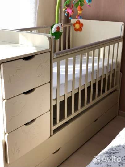 Кроватка- трансформер скв-5 Жираф 4 ящика