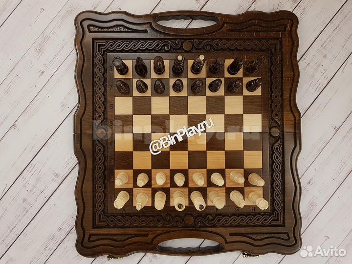 Шахматы, нарды, шашки (3 в 1) резные Кайзер 5025