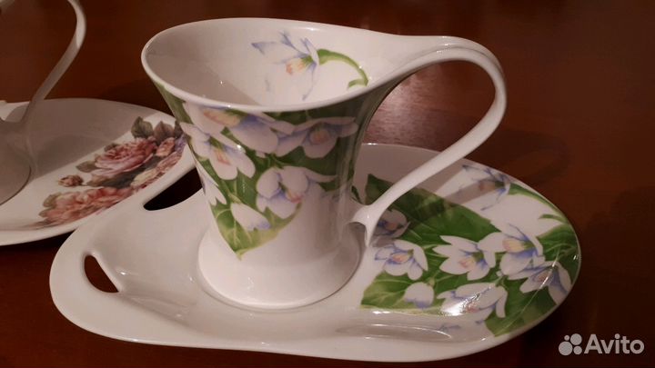 Кофейная пара (2 чашки + блюдца), фарфор