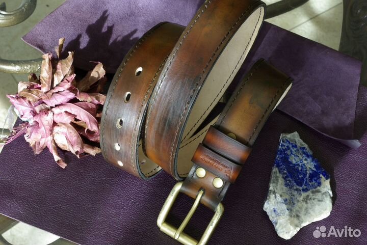 Модный ремень из кожи буйвола. Эксклюзив. Handmade