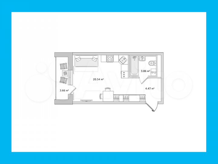 Квартира-студия, 29 м², 20/21 эт.