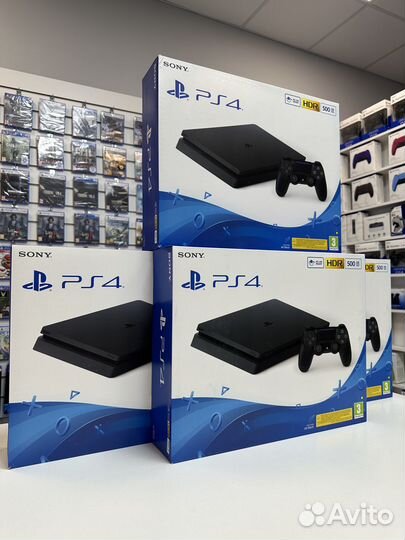 Sony PlayStation 4 Slim 500gb (новая) + 50 игр