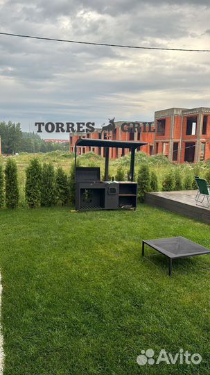 Мангал с печью под казан и крышей