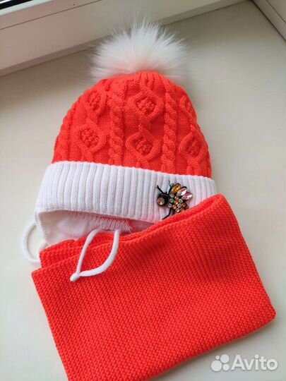 Комплект шапка 47-50р, снуд для девочки новый