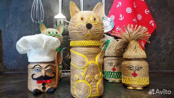 Декоративные баночки для кухни, набор 6 штук