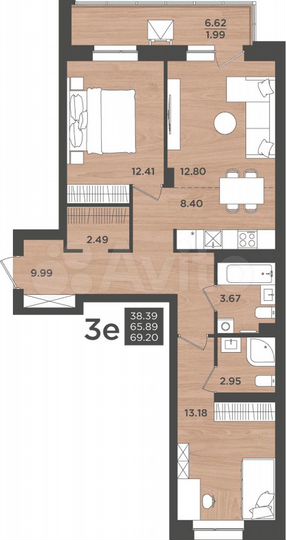 3-к. квартира, 69,2 м², 22/24 эт.