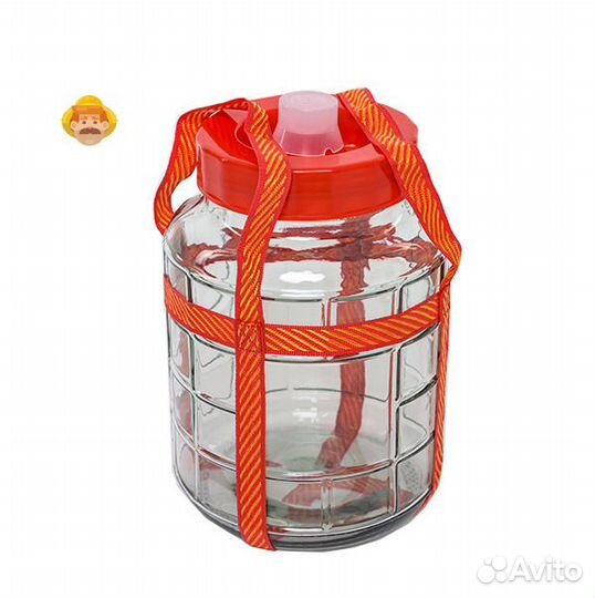 Стеклянная банка для брожения с гидрозатвором, 9 л