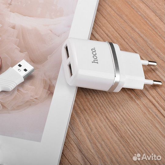 Зарядное устройство hoco C12 SMART 2*USB + Кабель