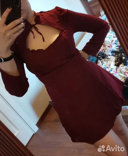Платье бордовое 42-44 размер