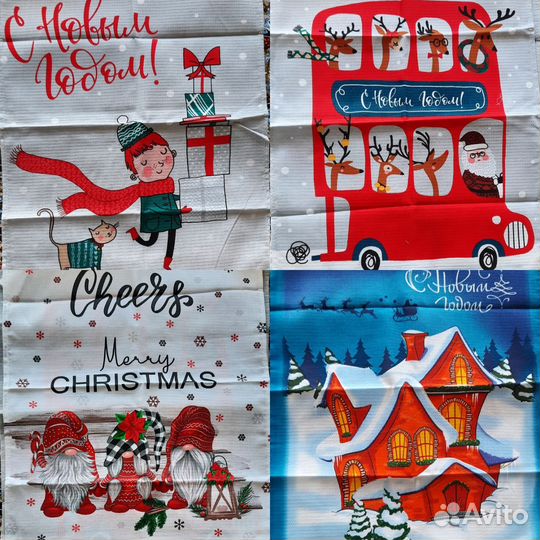 Полотенце вафельное, новогоднее