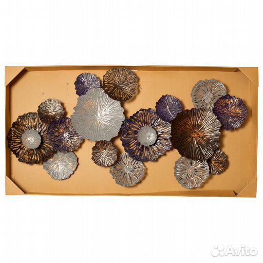 Настенный декор Цветы серо-голубые