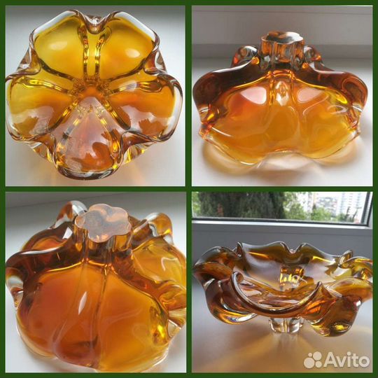 Ваза конфетница цветное стекло