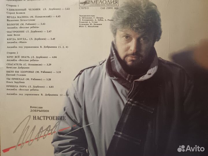 Вячеслав Добрынин Настроение, виниловая пластинка