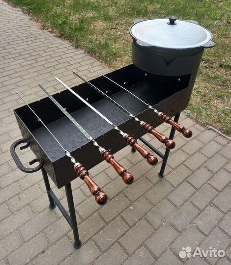 Мангал + чугунный казан + шампура + ляган
