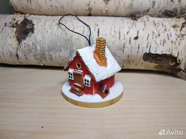 Новогодние елочные игрушки ручной работы домики