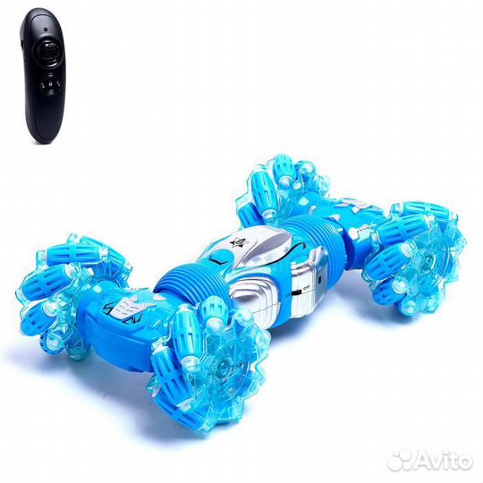 Машинка-перевертыш hyper с гиропультом, цв. голубо