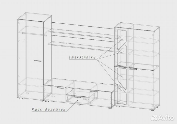 Стенка Манхетен дуб сонома светлый / белый глянец