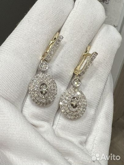 Золотые серьги с бриллиантами 1,3ct