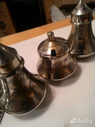 Антикварный набор перец соль серебрение/чернь